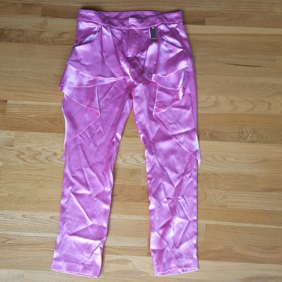 Thomas Wylde $995 Silk Pink Trouser Pants Size M - Picture 3 of 10